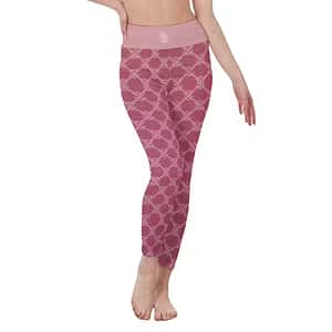 Pink Pattern Yoga Leggings for Women, High Waist, XS-5XL, Regular Fit, Soft Breathable Fabric, Athletic Pants for Workouts, Yoga, Pilates, Crossfit, Running, Hiking